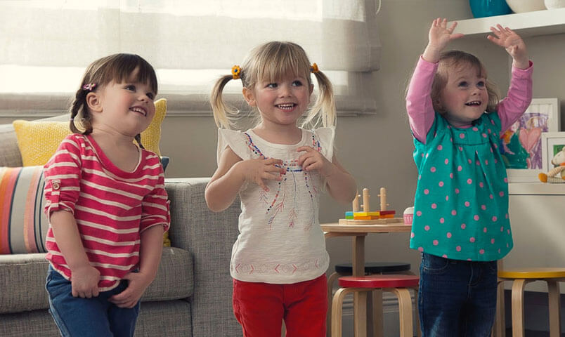 Sisters learning how to potty train having fun